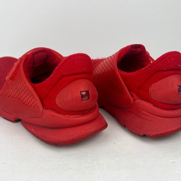 Nike Sneakers Size 7 Red Fabric Slip On Flat Heel Round Toe Rubber Strap - Picture 3 of 6
